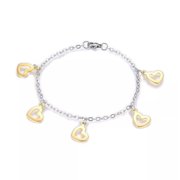 EOEMY Stainless Steel Charm Bracelet Lobster Heart Gold Silver 7.8" 2.5mm Z58-Default