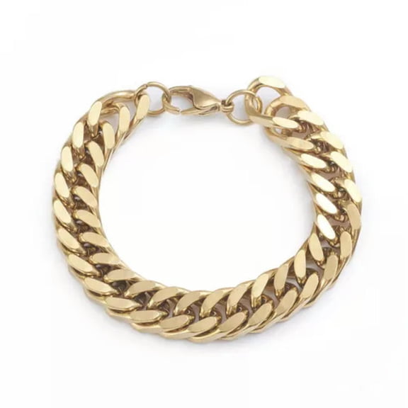 EOEMY Stainless Steel Diamond Cut Cuban Bracelet Lobster Gold Silver 8.2" Z246-Gold