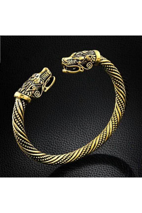 Stainless Steel Dragon Bangle Jewelry Men Viking Cuff Bracelet Father'S Day Gift-Stainless Steel-Gold