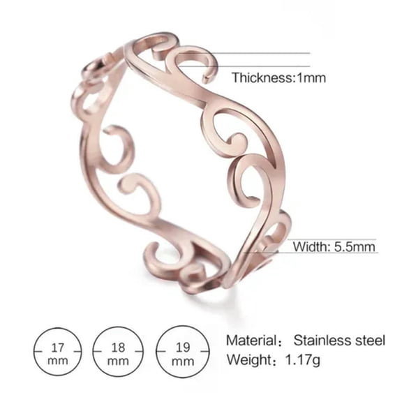 EOEMY Stainless Steel Filigree Rings Ethnic Mandala Leaf Ring Fashion Jewelry