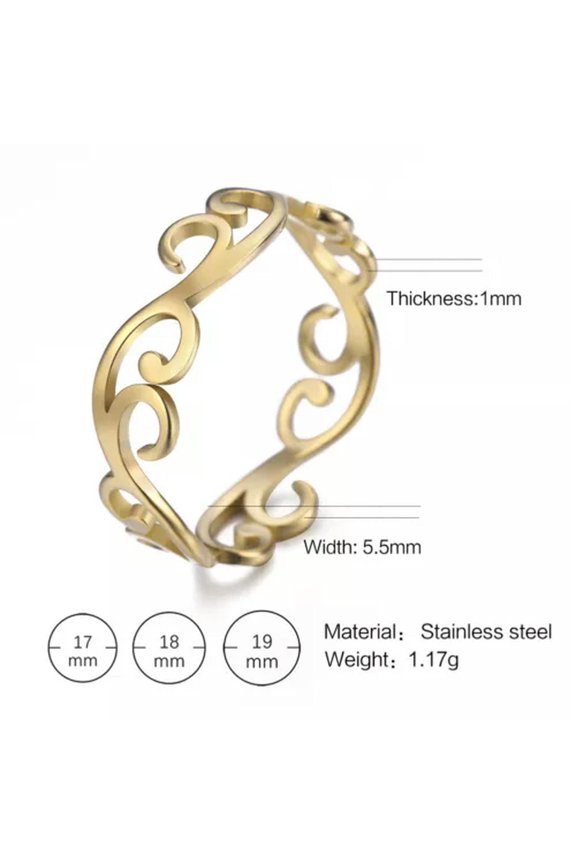 Stainless Steel Filigree Rings Ethnic Mandala Leaf Ring Fashion Jewelry