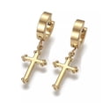 thumbnail image 1 of EOEMY Stainless Steel Hoop Earrings Hypoallergenic Earrings Cross Gold 29mm 1mm Z323-Default, 1 of 2