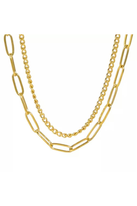 Stainless Steel Necklace Double Chain Combination Necklace Men'S Jewelry Gift