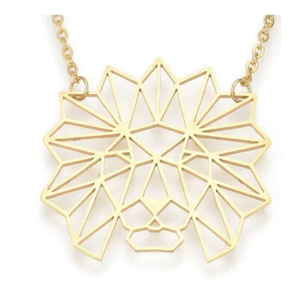 EOEMY Stainless Steel Pendant Necklaces Cable Chains Lion Silver Gold 17.3" P379-Gold