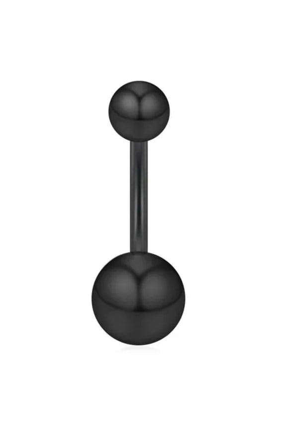 Stainless Steel Round Ball Belly Bars Navel Button Ring Body Piercing Jewellery-Black