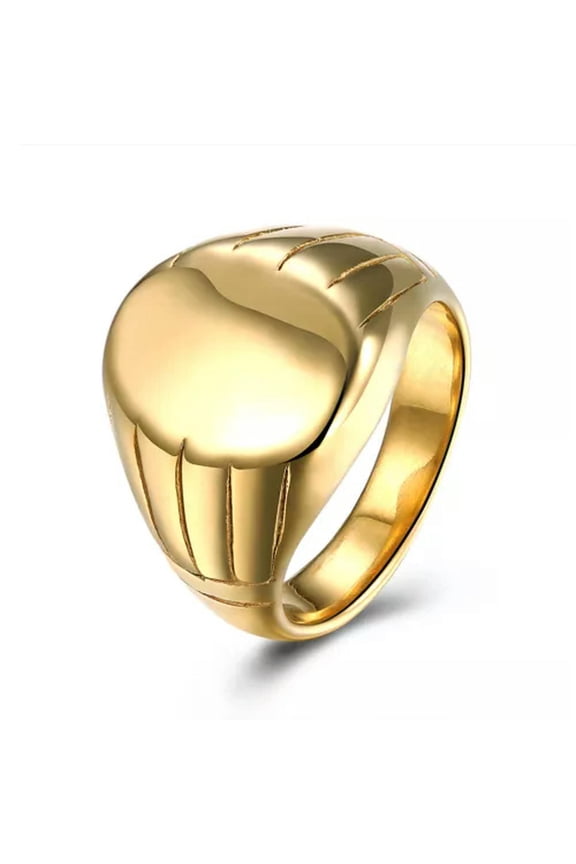 Stainless Steel Yellow Gold Platinum Black Gun Plated Mens Plain Band Ring B554 -Gold-7