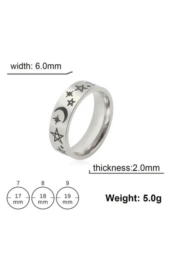 Star Moon Stainless Steel Rings For Women Korean Style Finger Ring Jewelry Gift