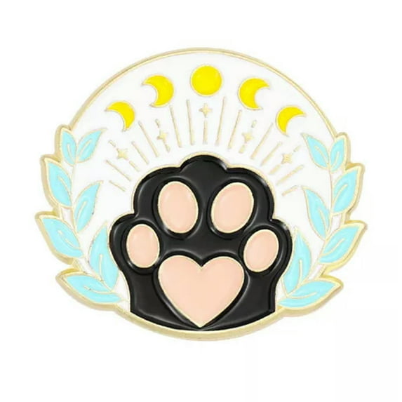 EOEMY Starry Cats Enamel Pins Custom Black Kitten Star Moon Paws Brooches Lapel Badges-3