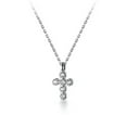 thumbnail image 1 of EOEMY Sterling Silver 925 Bezel Cz Tiny Cross Pendant Necklace A2728-Silver, 1 of 8