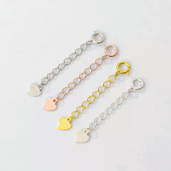 EOEMY Sterling Silver Heart Teardrop Chain Extender W/ Spring Ring Clasp 3Cm 5Cm A2953-Heart, 3Cm (1.18")-Silver-9 Pieces