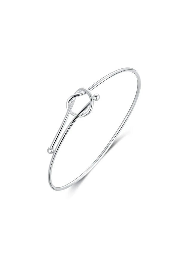 Sterling Silver Plated Bracelet 2mm Hook L273-Default