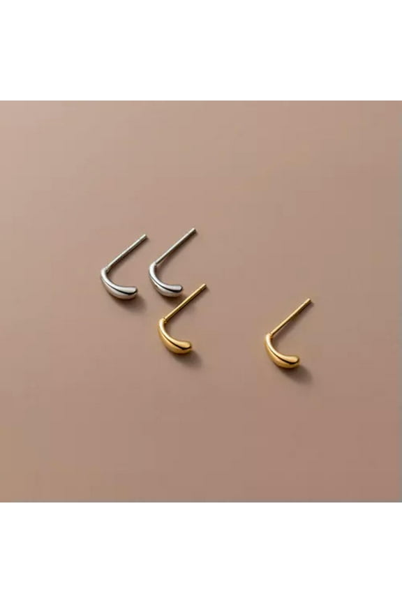 Stud Earrings 925 Sterling Silver Small Teardrop- Silverly-Silver
