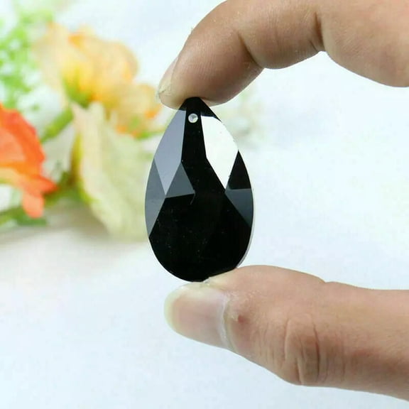 EOEMY Suncatcher 10Pc Black Angelic Tears Crystal Prism Glass Hanging Necklac Pendant