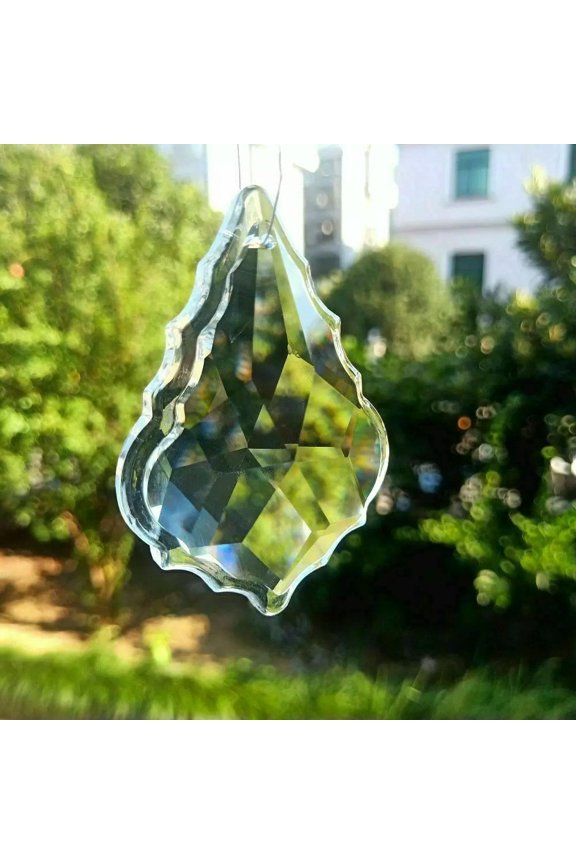 Suncatcher 75mm Maple Leaf Clear Glass Crystal Chandelier Pendant Rainbow Maker
