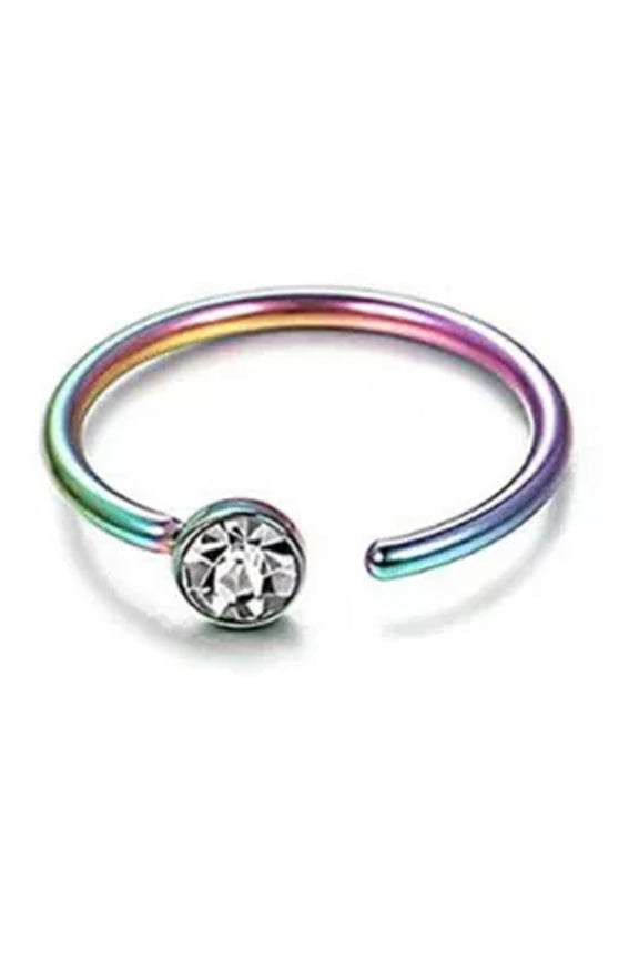 Surgical Steel Nose Ring Septum Clicker Hinge Segment Ear Helix Tragus Ring Hoop-L-8mm