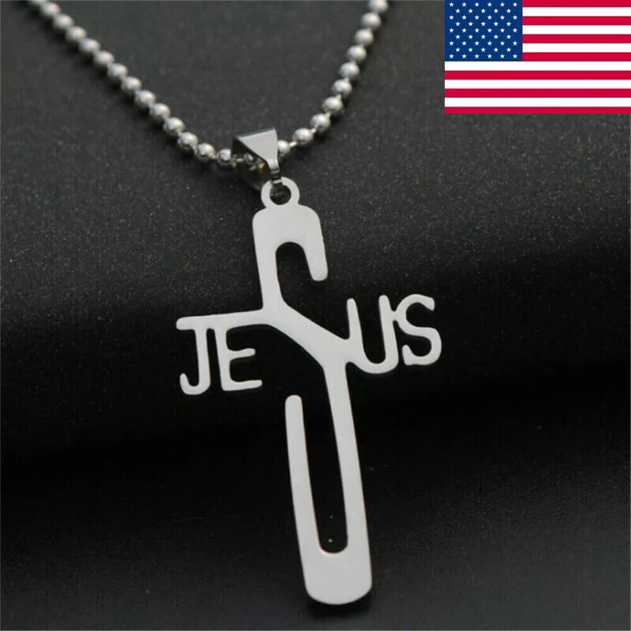 EOEMY Symbol Jesus Cross Coopper Chain Crucifix Pendant Necklace ...