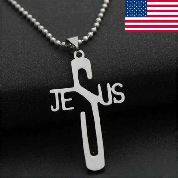 EOEMY Symbol Jesus Cross Coopper Chain Crucifix Pendant Necklaces Stainless Steel Gift