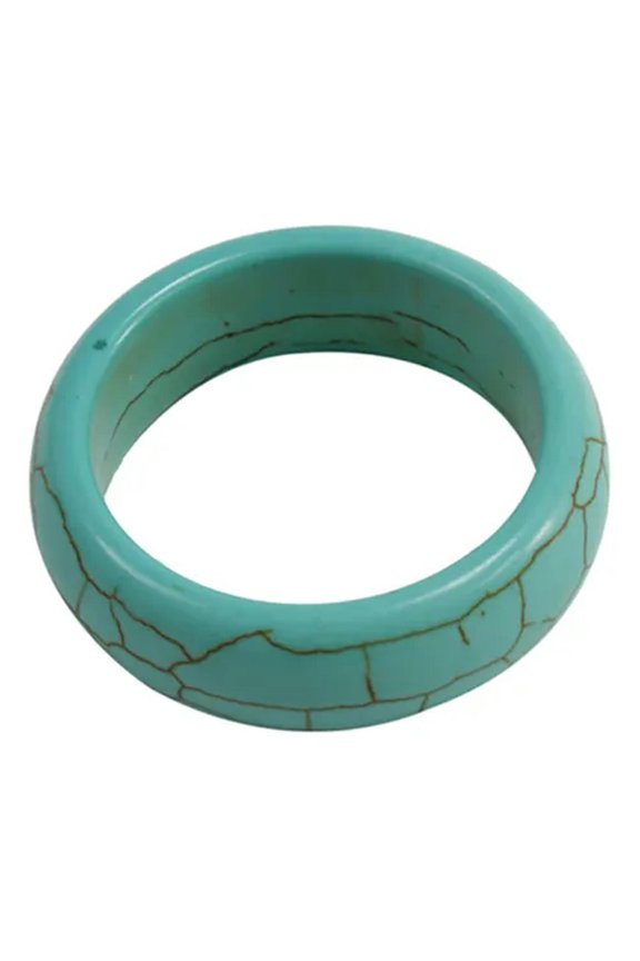 Synthetical Howlite Wide Band Ring Turquoise About 17mm 7~8mm Wide Z737-8