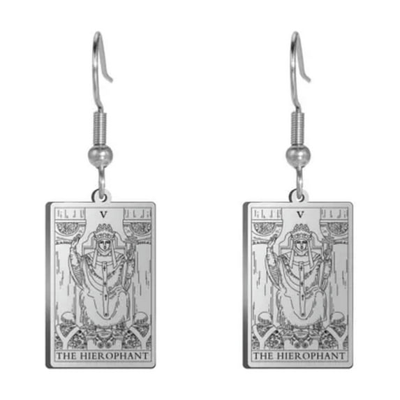 EOEMY Tarot Cards Stainless Steel Drop Earrings Divination Women Jewelry Gifts