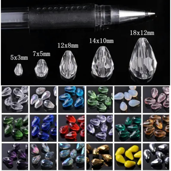 EOEMY Teardrop Faceted Crystal Glass Loose Crafts Beads Lot 5X3 7X5 12X8 15X10 18X12mm-147# Gold &Amp; Rose-7X5mm (50Pcs)