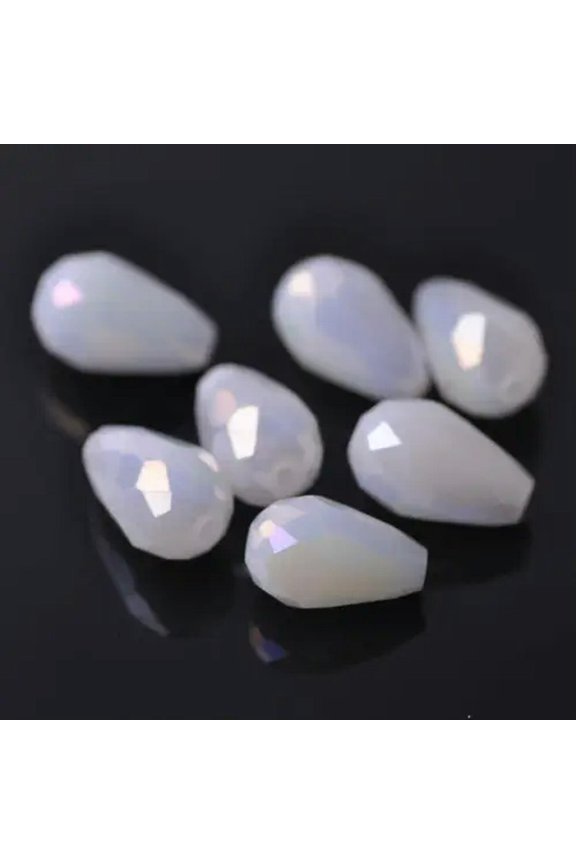 Teardrop Faceted Crystal Glass Loose Crafts Beads Lot 5X3 7X5 12X8 15X10 18X12mm-203# Jade White Ab-5X3mm (100Pcs)