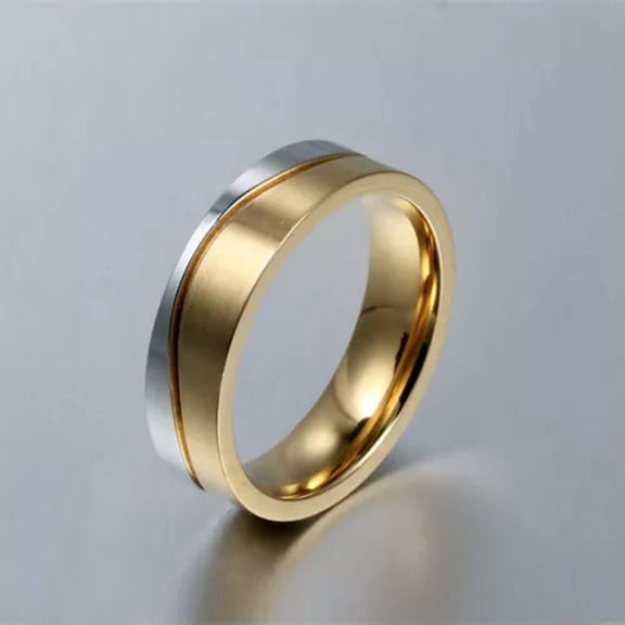 EOEMY Titanium Steel Gold Plated Couple Rings Men/Women'S Wedding Promise Band Sz 5-12