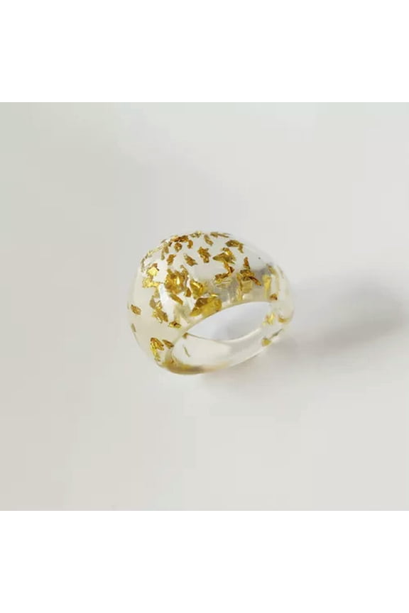 Transparent Acrylic Ring Simple Chic Jewelry Water Drop Resin Rings 1Pcs Ins Lot-Golden