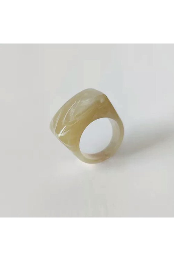 Transparent Thick Ring Geometric Square Round Ring Resin Big Finger Rings 1Pc-Apricot