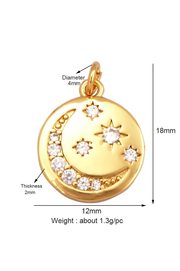 Trendy Shining Moon Star Space Celestial Compass Charm Pendant In Gold Colour-L459308K2-Gold