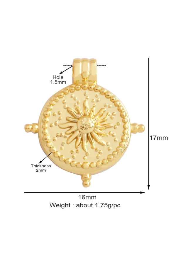 Trendy Shining Moon Star Space Celestial Compass Charm Pendant In Gold Colour-M711843K2-Gold