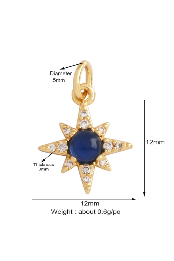 Trendy Shining Moon Star Space Celestial Compass Charm Pendant In Gold Colour-M712178K2-Blue