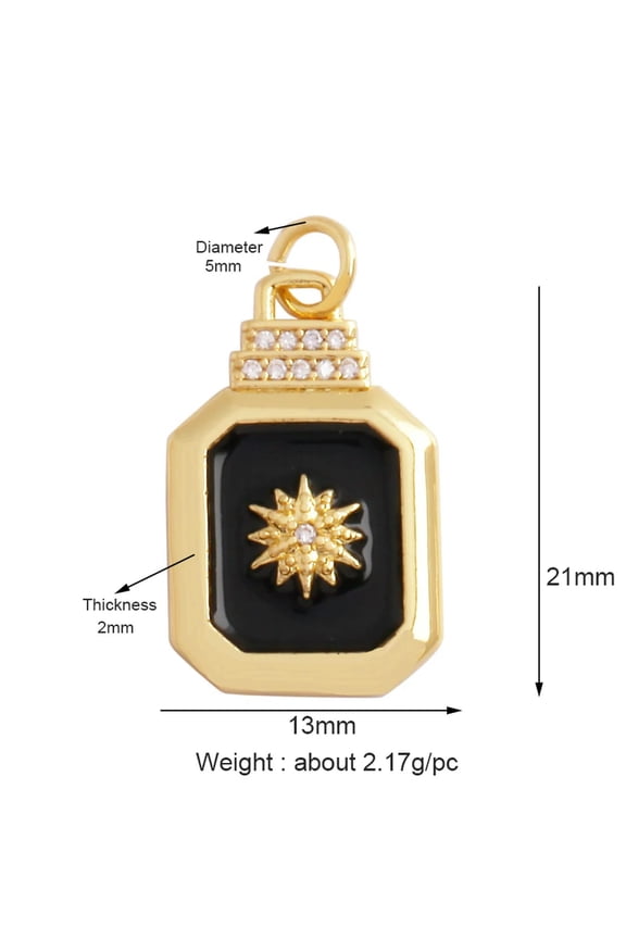Trendy Shining Moon Star Space Celestial Compass Charm Pendant In Gold Colour-M712358H1-Black