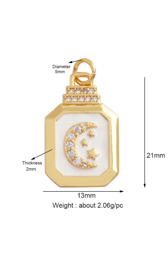 Trendy Shining Moon Star Space Celestial Compass Charm Pendant In Gold Colour-M712359L1H1-White