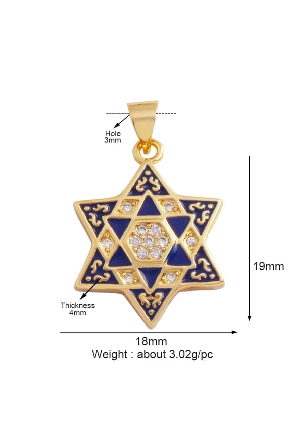 Trendy Shining Moon Star Space Celestial Compass Charm Pendant In Gold Colour-M712362H1-Blue
