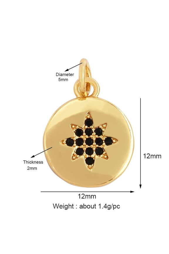 Trendy Shining Moon Star Space Celestial Compass Charm Pendant In Gold Colour-M719465L1-Black