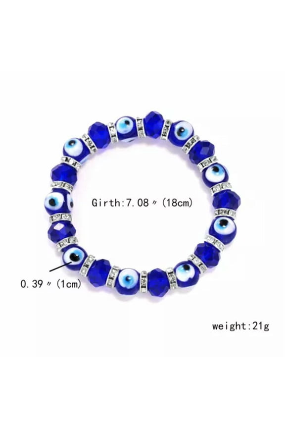 Turkish Blue Beads Bracelets Hamsa Hand Evil Eyes Women Men Lucky Blessed Gift-10mm-Deep Blue