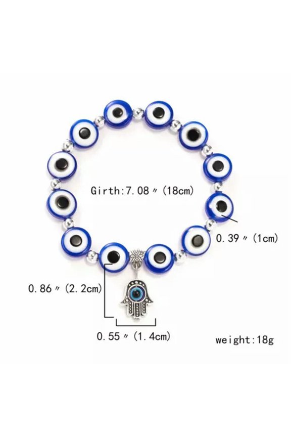 Turkish Blue Beads Bracelets Hamsa Hand Evil Eyes Women Men Lucky Blessed Gift-10mm-Hand
