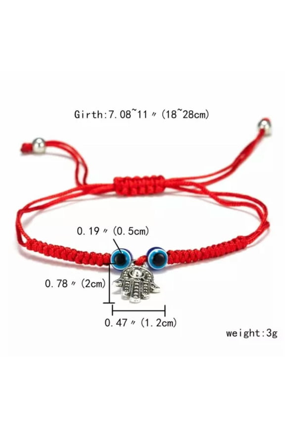 Turkish Lucky Evil Eye Bracelets Women Handmade Braided Red Rope Jewelry Xmas-#5 Hand 2Pc Lucky Evil Eye