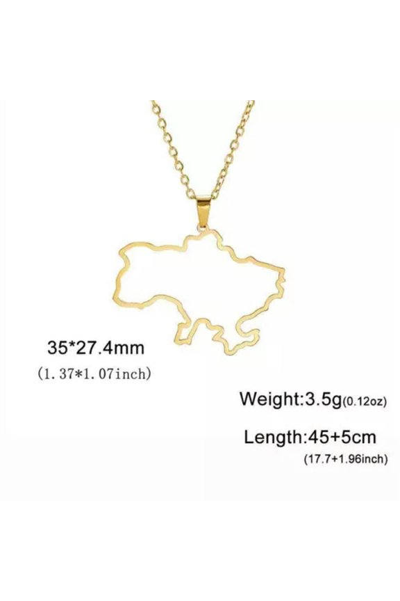 Ukraine Map Pendant Necklace National Symbols Of Ukraine Stainless Steel Jewelry