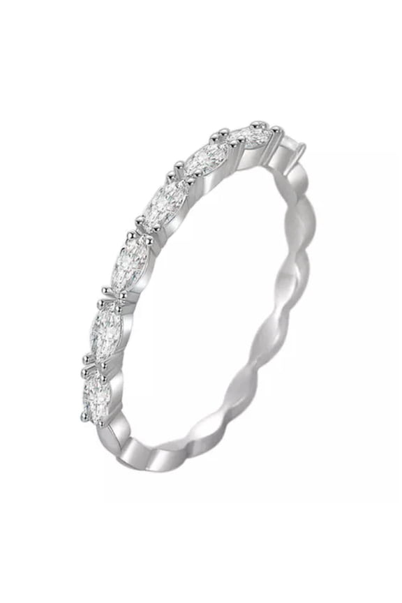 Ultra-Fine Tail Ring 2mm For Women 925 Silver Wedding 2mm*4mm Cz Band Size 4-8.5