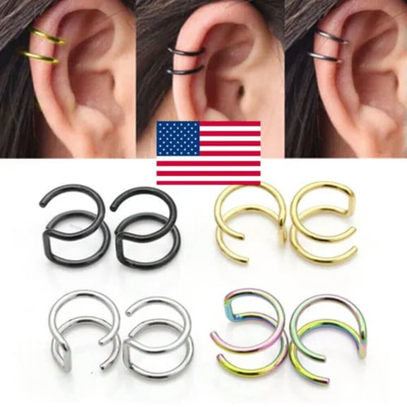 EOEMY Unisex Fashion Jewelry Punk Rock Ear Clip Cuff Wraps No Piercing-Clip On Earring-Gold