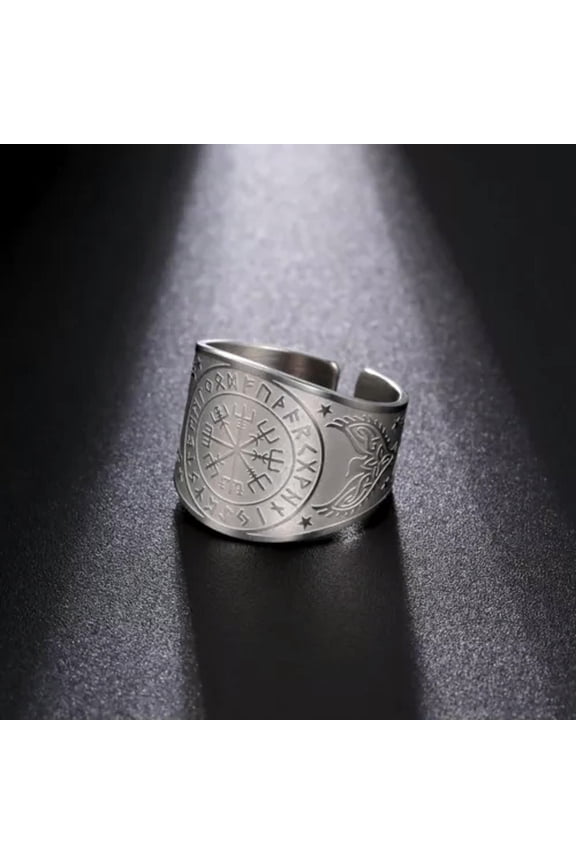 Viking Compass Ring Nordic Rune Amulet Stainless Steel Jewelry Gift