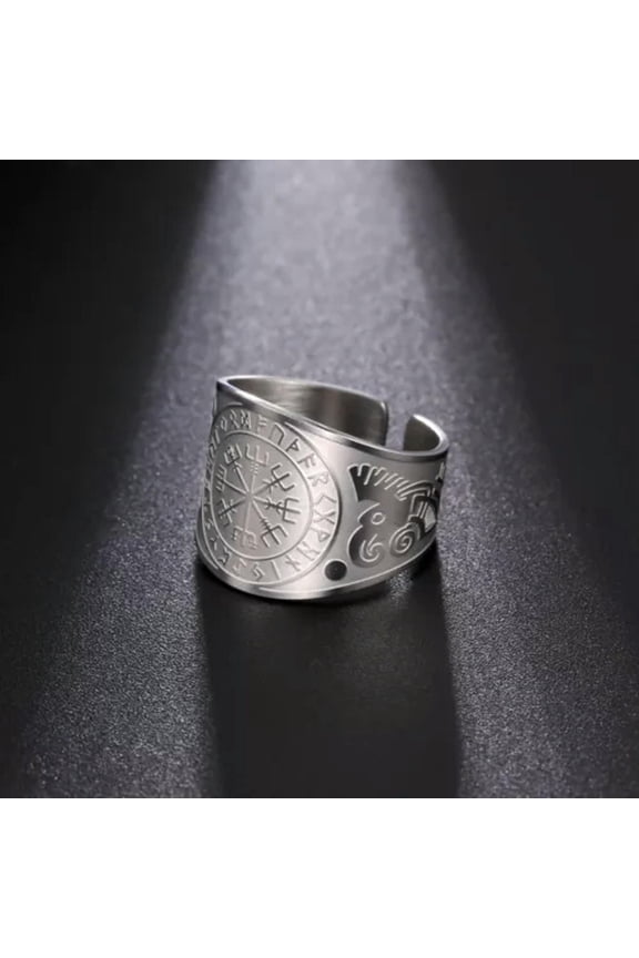 Viking Compass Ring Nordic Rune Amulet Stainless Steel Jewelry Gift