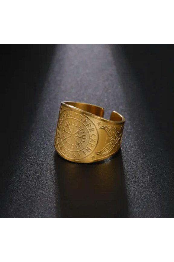 Viking Compass Ring Nordic Rune Amulet Stainless Steel Jewelry Gift