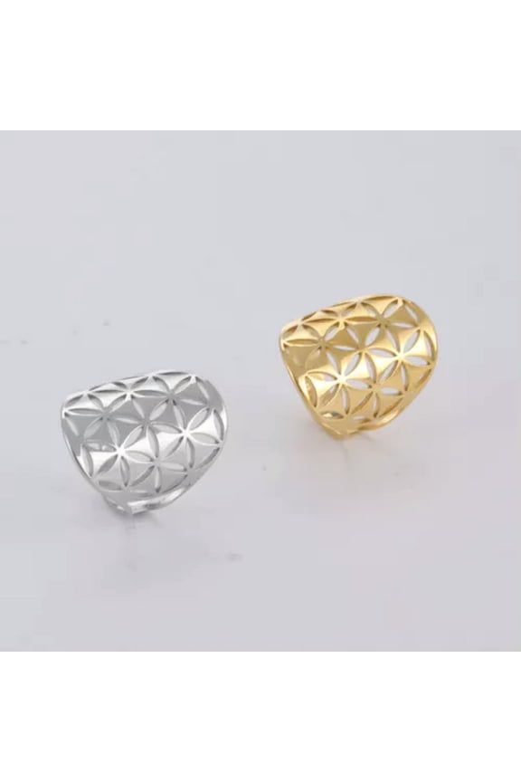 Viking Flower Of Life Ring Stainless Steel Ring Geometric Vintage Jewelry