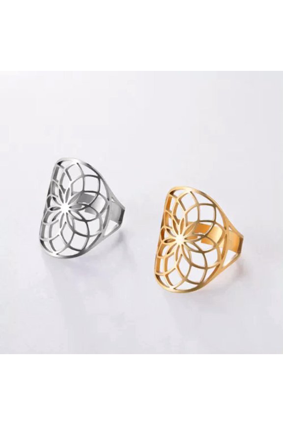 Viking Flower Of Life Ring Stainless Steel Ring Geometric Vintage Jewelry