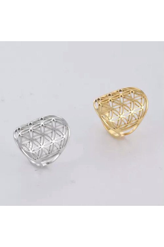Viking Flower Of Life Ring Stainless Steel Ring Geometric Vintage Jewelry