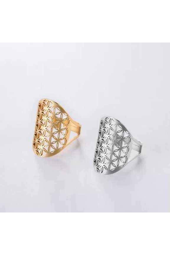 Viking Flower Of Life Ring Stainless Steel Ring Geometric Vintage Jewelry