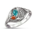 thumbnail image 1 of EOEMY Vintage 925 Silver Turquoise Ring Women Man Wedding Party Gift Jewelry Size 6-10-#5-7, 1 of 2