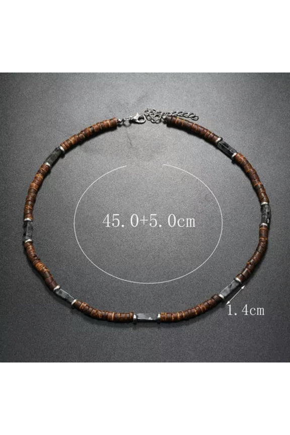 Vintage Bohemia Ethnic Coffee Coconut Shell Wood Beads Necklace Women Men Choker-6